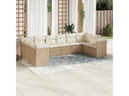 Garden furniture set with cushions, 10 pieces, beige woven resin, KWGG20380