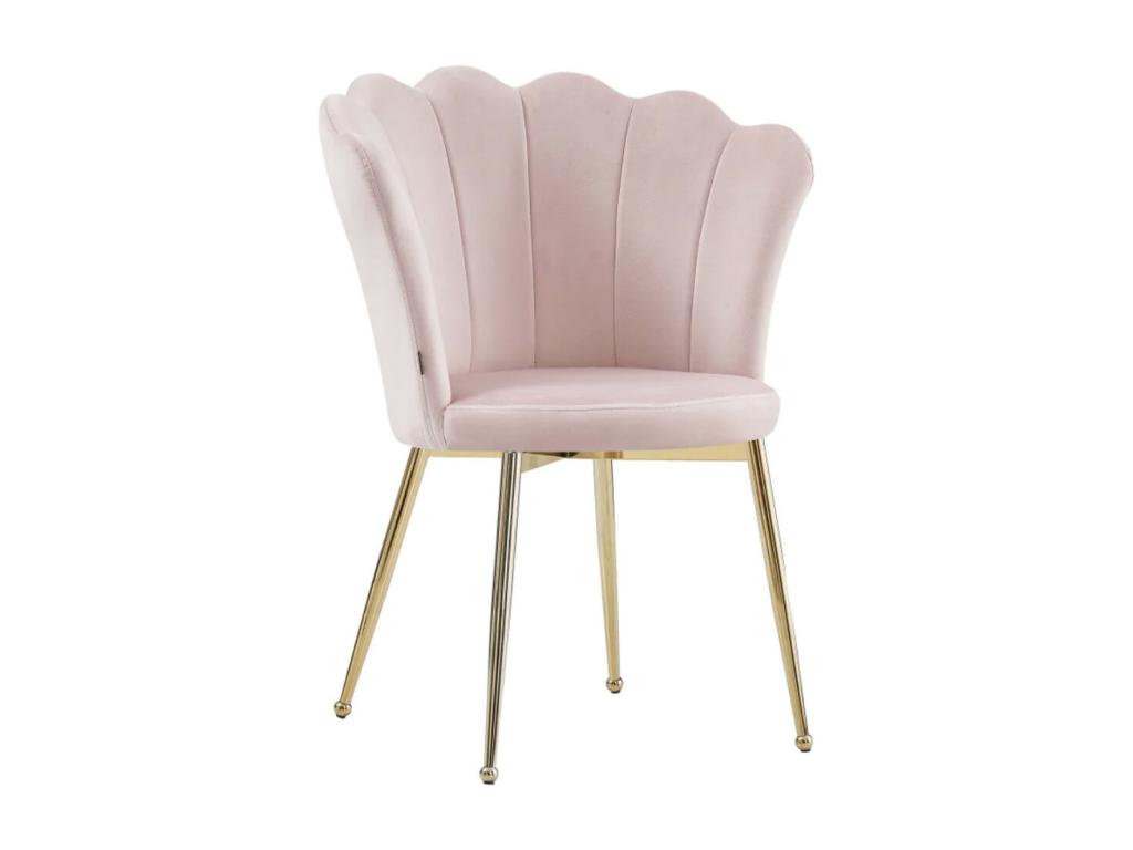 Modern velvet chair with gold metal legs, Petal - Set of 2 - Beige SLXL44205