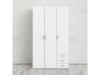 Boisona 3-Door Wardrobe, Bedroom Furniture, Walk-in Closet, Clothes Storage, 115x49x200 cm, White, GYLQ40018