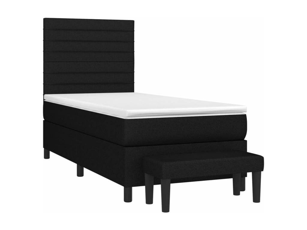 Upholstered bed base with mattress, black, 90x190 cm, fabric, ZVOU05702