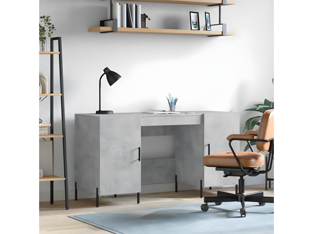 Concrete grey desk 140x50x75 cm engineered wood KJZA26517