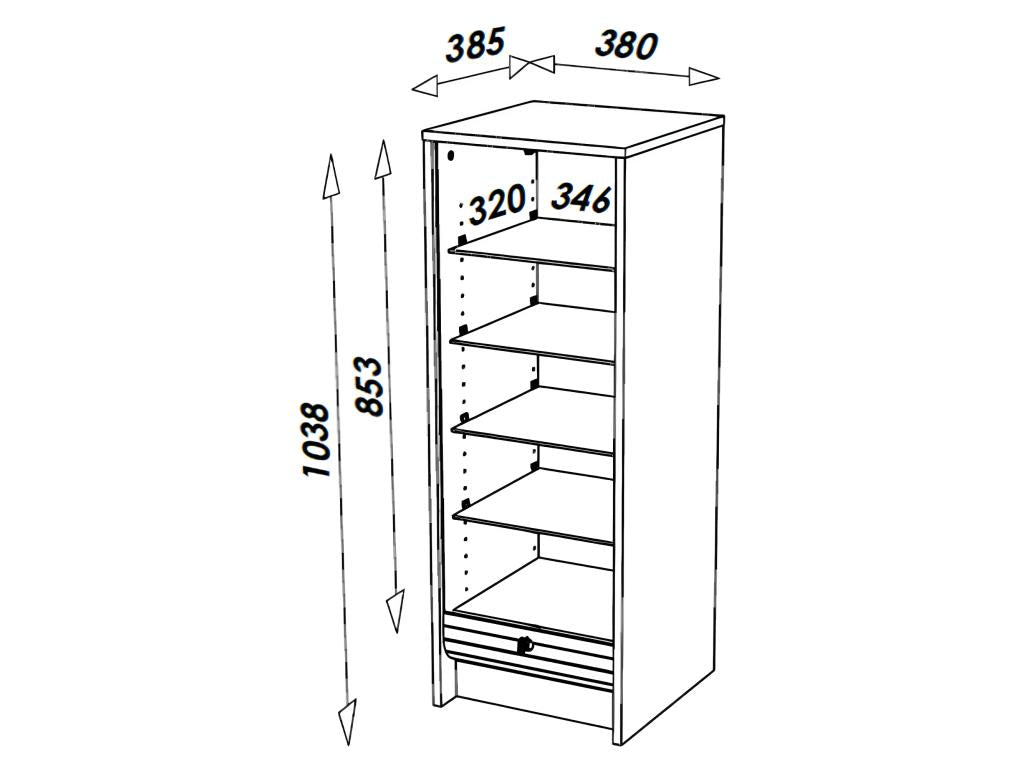 White or Black Curtain Filing Cabinet with 5 Shelves, 37.8x103.8x38.4 cm - Black WHEL13076