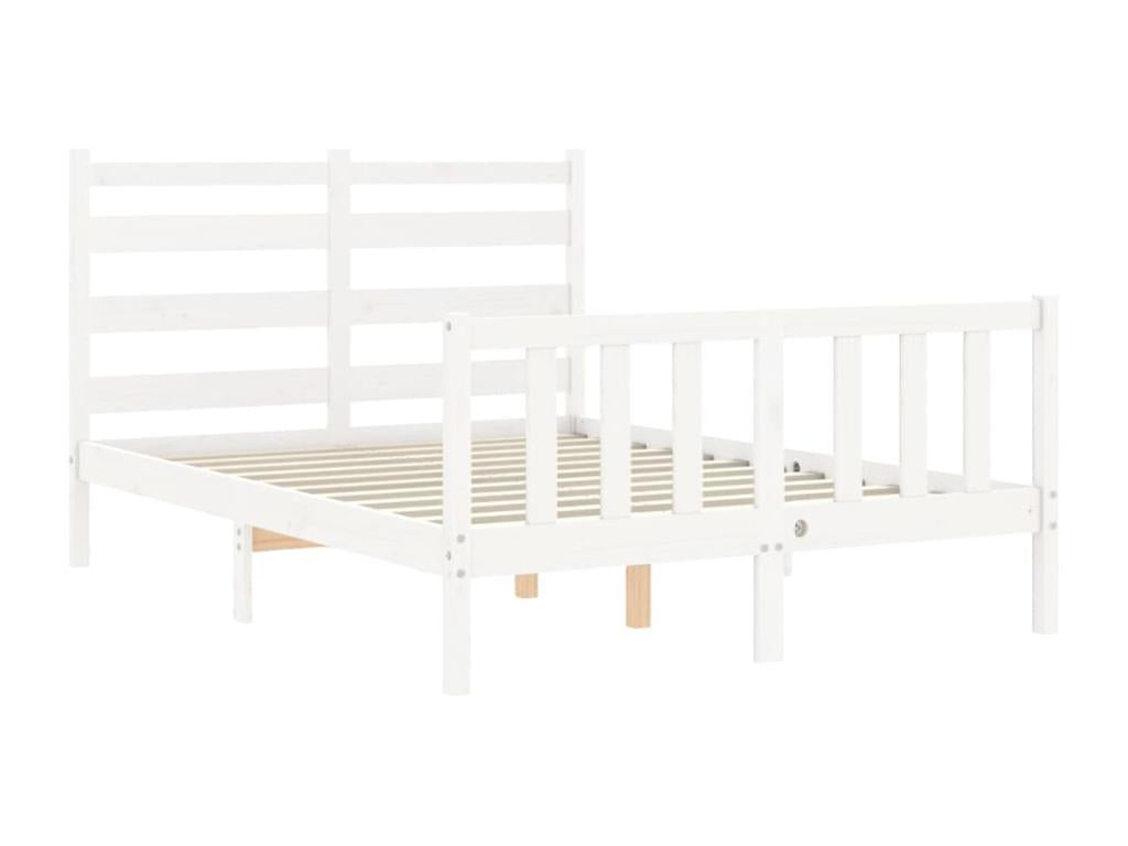 Bed frame with white headboard, small double bed, solid wood ZXGD20031