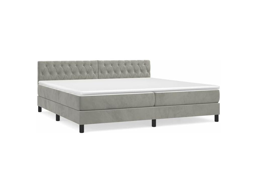 Bed base and mattress, light grey, 200x200 cm, velvet, XSWW05644