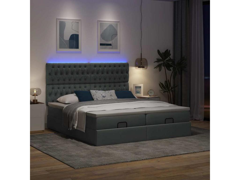 Boisona bed frame with dark grey mattress 160x200cm fabric SQOZ31093
