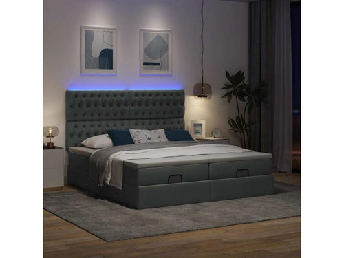 Boisona bed frame with dark grey mattress 160x200cm fabric SQOZ31093