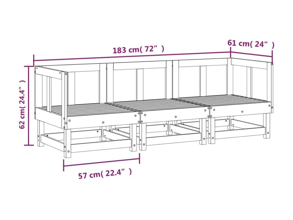 Elariva 3-piece solid wood garden furniture set KUFY17753