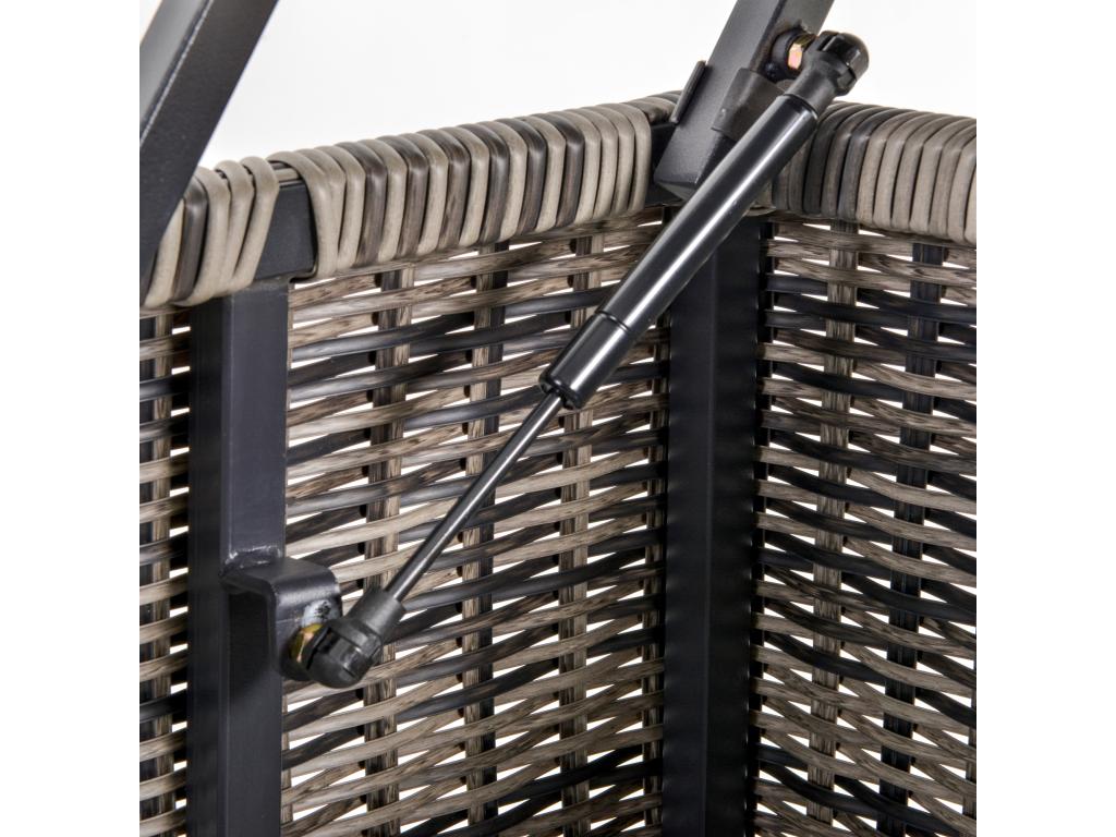 Cozy style garden coffee table - lift-top coffee table - epoxy-coated metal and woven resin with a grey rattan-look finish RBOK53698