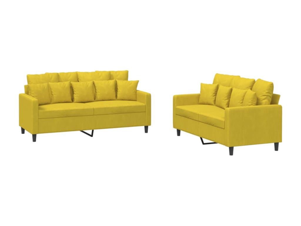 2-Piece Sofa Set with Cushions, Yellow Velvet VZAA95039