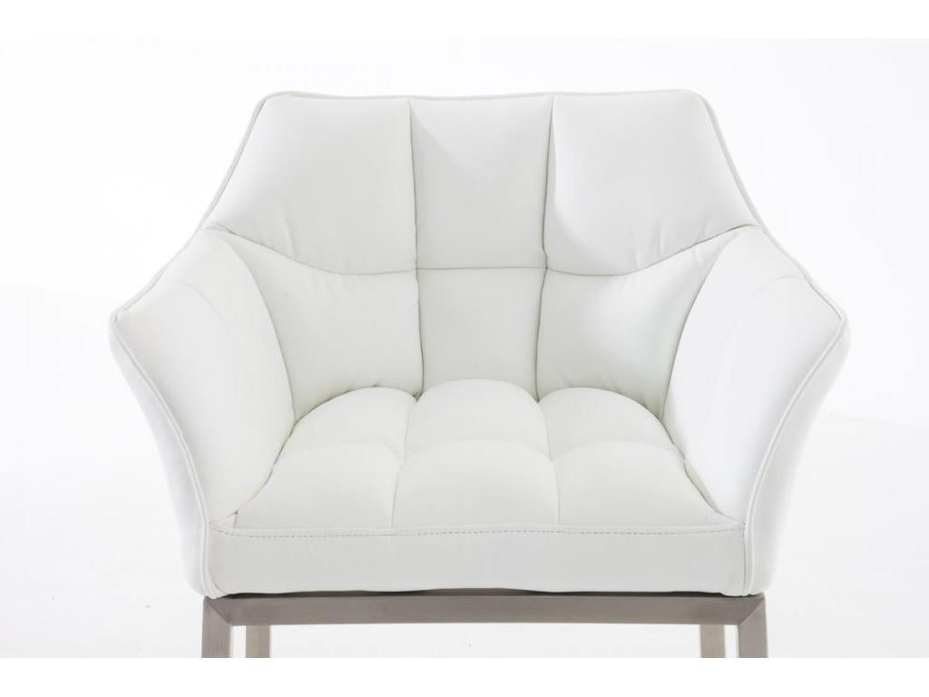 Set of 2 Bar Stools - Faux Leather / Metal - White - Boisona VPVN22059