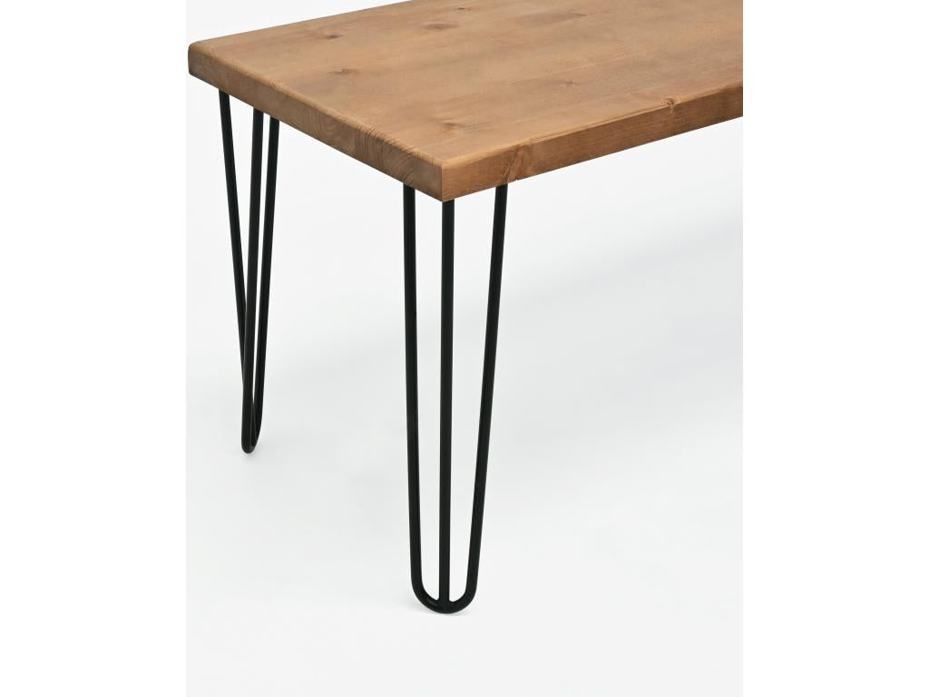 Pine wood and iron bench, aged and black finish, 120x45cm - Lysvia QHOW99429