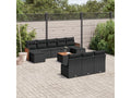 11-piece garden furniture set with cushions, black resin wicker BCKM31128