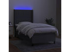 Upholstered bed base and mattress with LED lighting, Dark Grey, 100x200 cm, Fabric IXQX47073