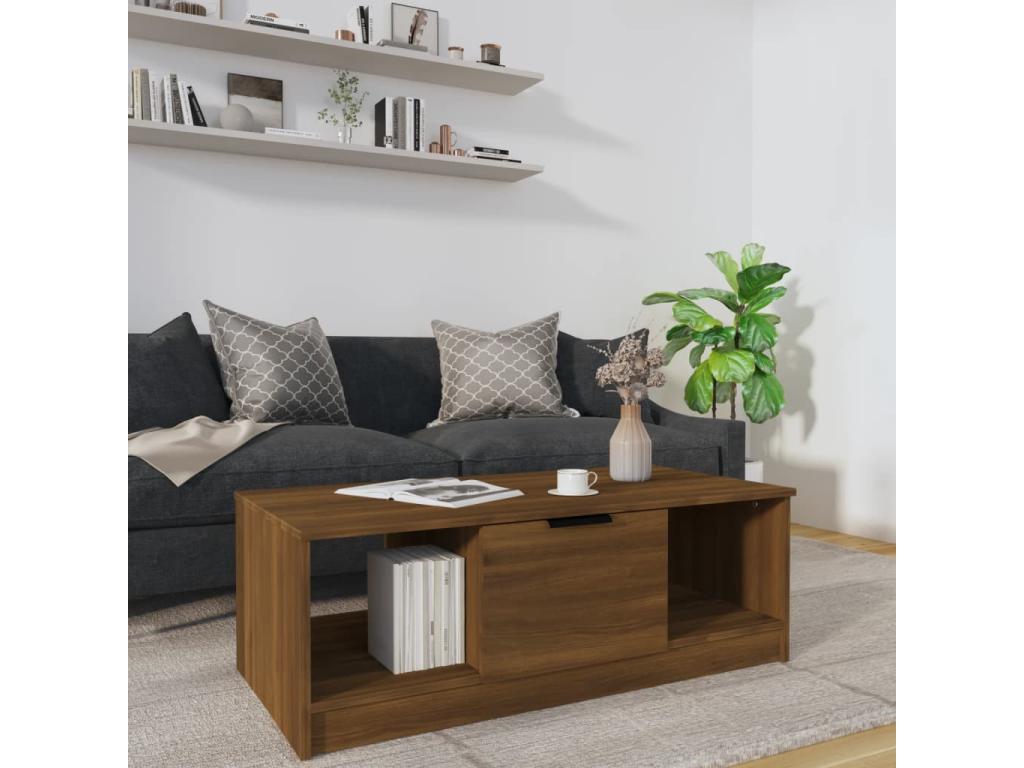 Coffee table in brown oak, 102x50x36 cm, engineered wood, MOZZ85237