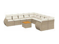 11-piece garden furniture set with beige resin wicker cushions BTOL29120