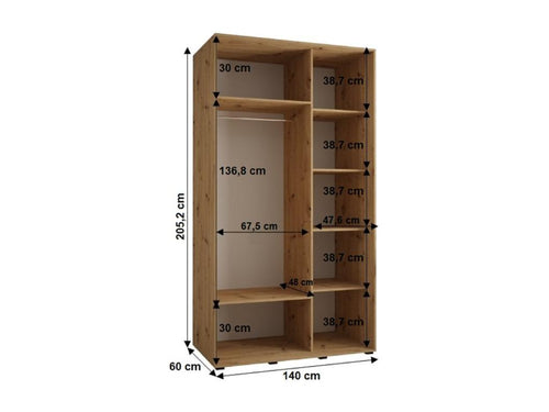 2-DOOR SLIDING WARDROBE 205.2/140/60 2 Doors Black/Elariva SNAJ20385