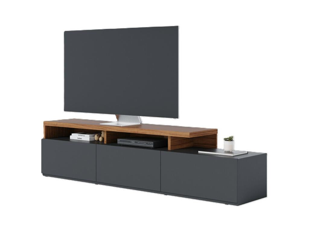 70-inch TV/Bar Unit, Oak and Anthracite, 3 Doors, 6 Shelves, W 210 H 50.6 D 45.3 cm AGCC67576