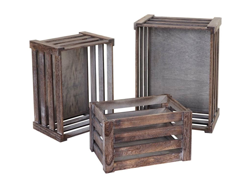 Wooden crate Elariva-C56 set of 3 brown Elariva CQZN04404