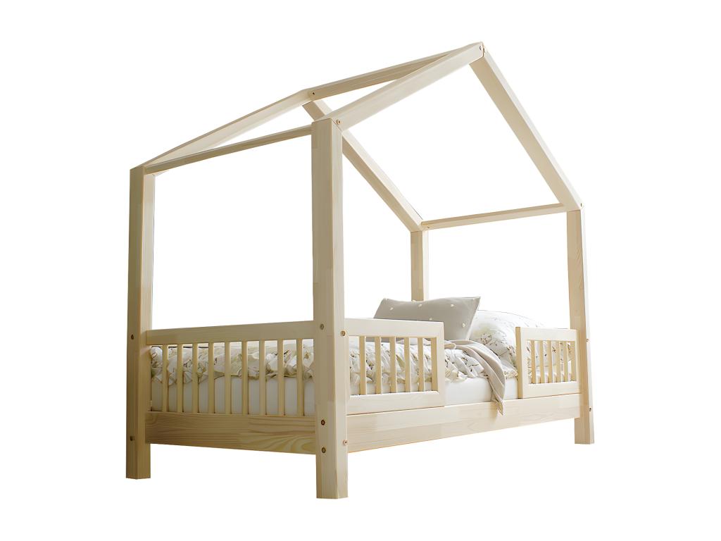 Cabin bed 90x190 with guardrails and slatted base included, 10 cm legs, wood WINP46160