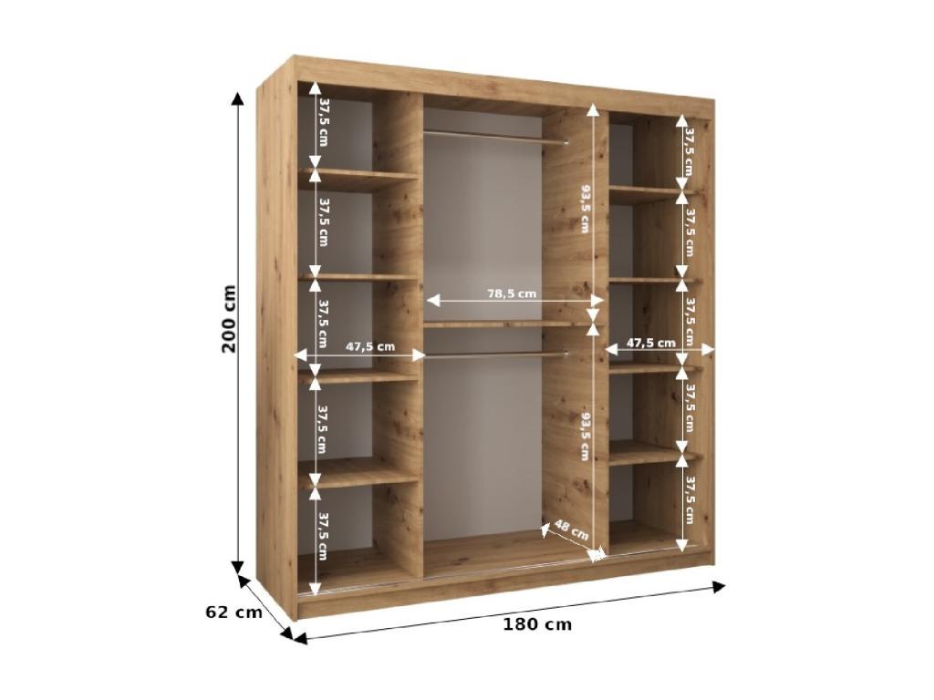 2-Door Sliding Wardrobe 200/180/62 2 Doors Elariva/Black RIVI73197