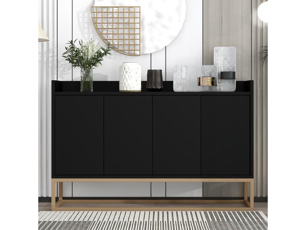 Modern Buffet Cabinet with 4 Doors - Dining Room Buffet - for Dining Room, Living Room, Kitchen - White - 120x30x80 cm Black BCGZ84589