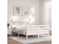 White solid wood bed frame without mattress VJDV78245