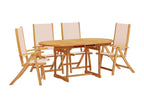 5-piece garden dining set by Elariva, solid wood and textilene, BRMN04725