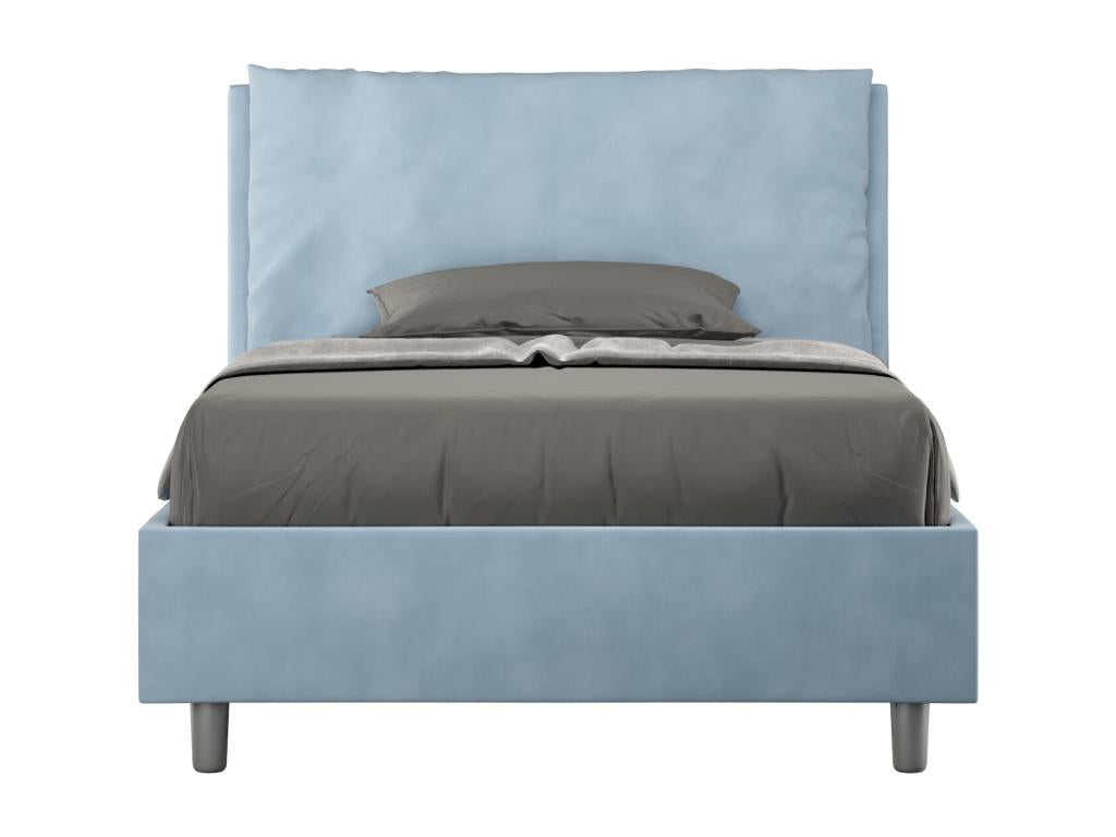 Single bed without slatted base, upholstered, 120x200 cm, light blue microfiber, Large, BZIS96971