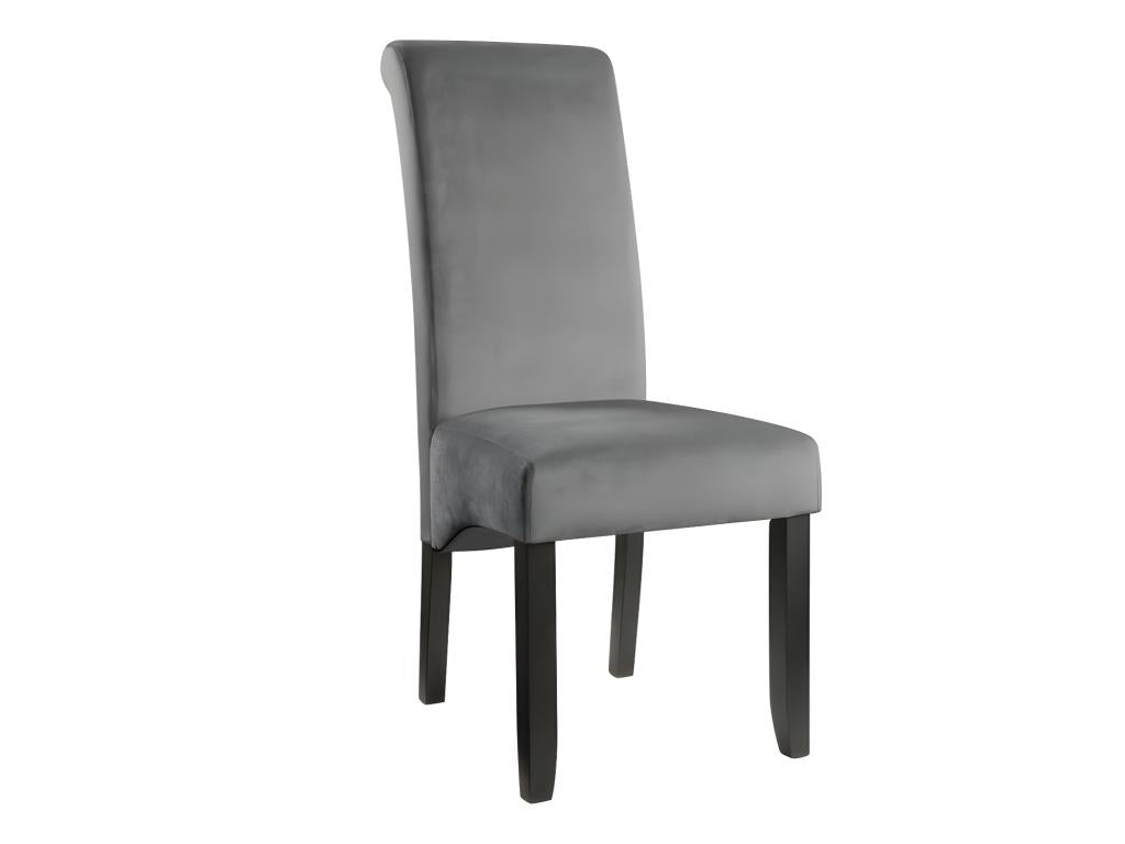 Set of 6 chairs - Quilted velvet / wooden legs - Light grey FBKL63066