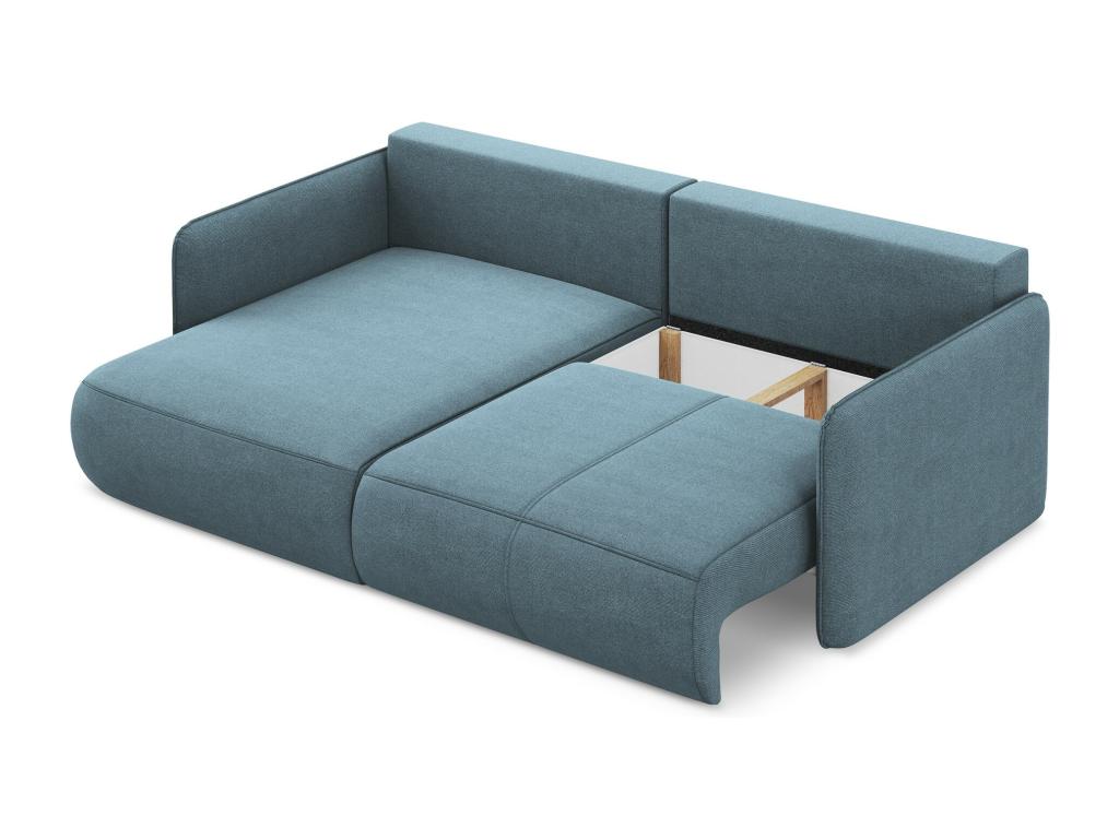 2.5-seater left-hand corner sofa bed in textured fabric - light blue - Elariva LURN73805