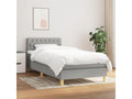Upholstered bed base with mattress, light grey, 100x200 cm, fabric, 5 ZNJB87591