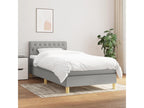 Upholstered bed base with mattress, light grey, 100x200 cm, fabric, 5 ZNJB87591