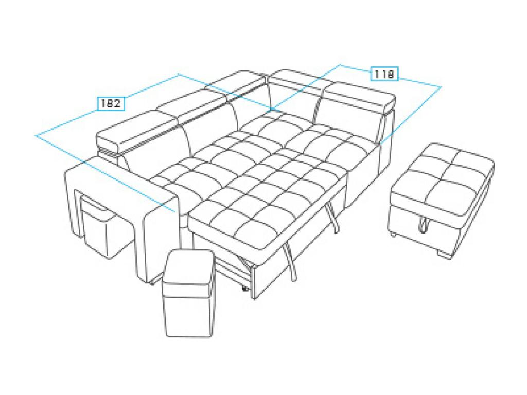 Elariva Microfiber Corner Sofa with 2 Ottomans and 1 Storage Box - Dark Grey - Right Corner ZTJX50155