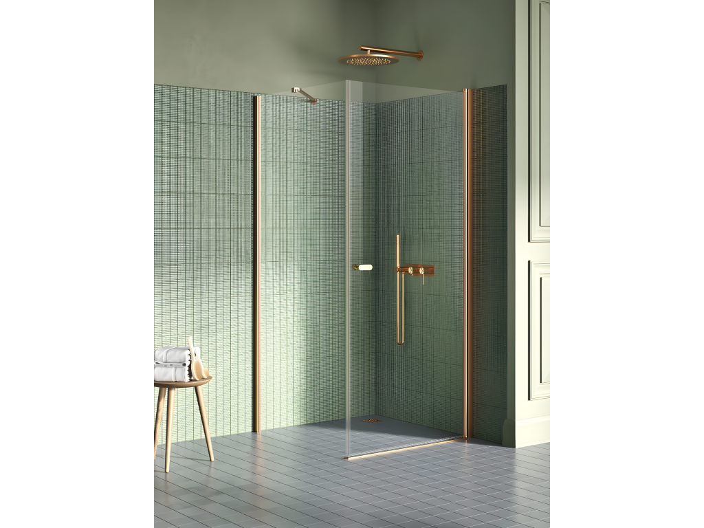 Elariva QXCB44381 100x120 cm Brushed Copper Pivot Shower Enclosure
