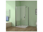 Pivoting and folding shower enclosure 76x80x185cm in 6mm anti-limescale glass, shower door, side panel with fixed corner bar OOMY41958