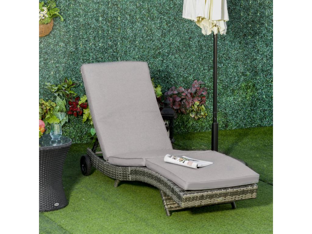 Grey reclining sun lounger INPB03678
