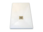 Extra-flat 70x120 cm PURE shower tray in white slate-effect resin with white drain cover IYZT87298