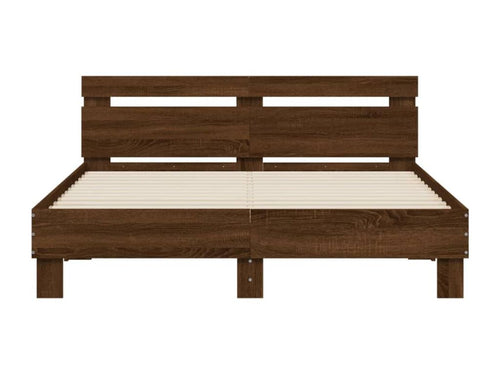 Bed frame with LED lighting, without mattress, brown oak, 140x200 cm QXKS94702