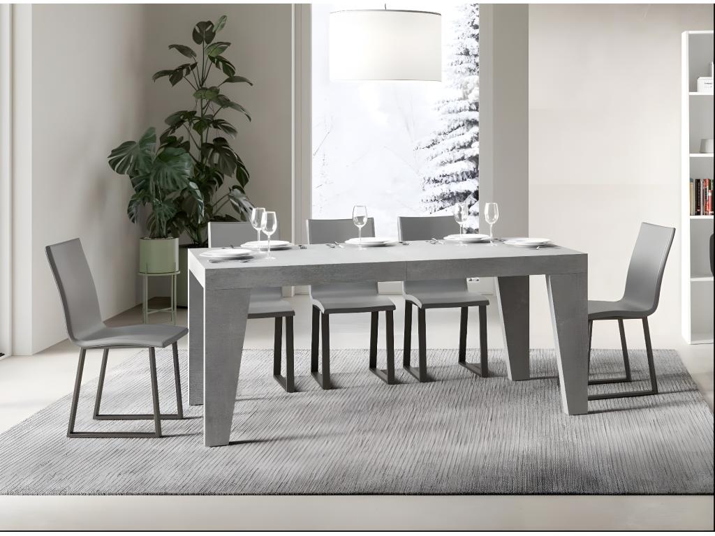 Extendable rectangular table for 8 to 14 people, L 180 to 284cm, concrete grey, Elariva QRWF45708