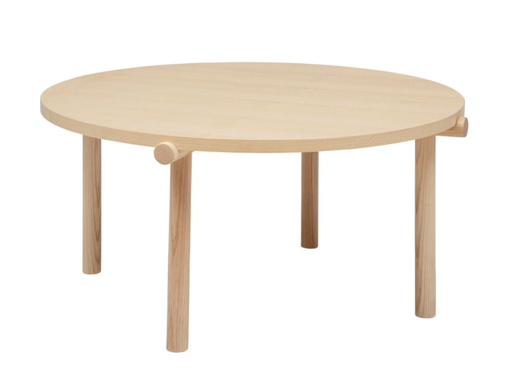 Round coffee table in natural-colored MDF wood - diameter 82 x height 40 cm ZJEB02716