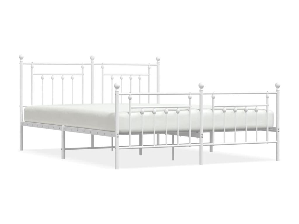 Metal bed frame with white headboard/footboard 160x200cm LXFO16534