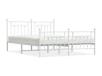 Metal bed frame with white headboard/footboard 160x200cm LXFO16534