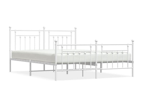Metal bed frame with white headboard/footboard 160x200cm LXFO16534