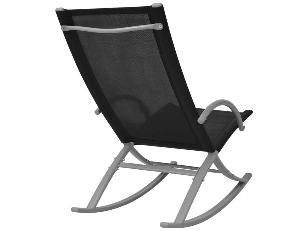 Garden rocking chairs, 2 pcs, steel and textilene, black, ISHT98076