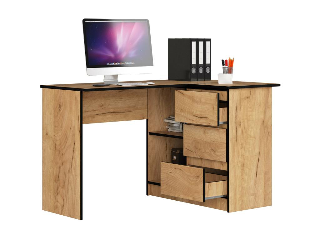 Right-hand corner desk B16 Craft Oak 124 cm 3 drawers with Craft Oak fronts 2 shelves 124x85x77 cm PXFW61941