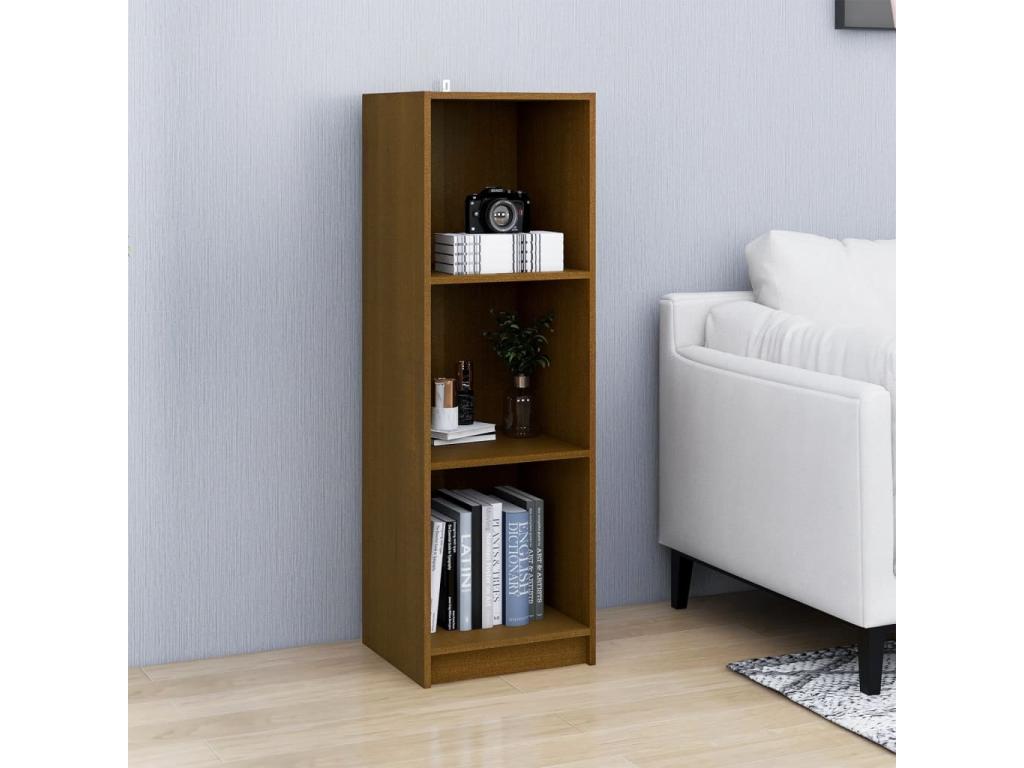 Bookshelf/Room Divider Honey Brown Solid Pine Wood HFUZ69068