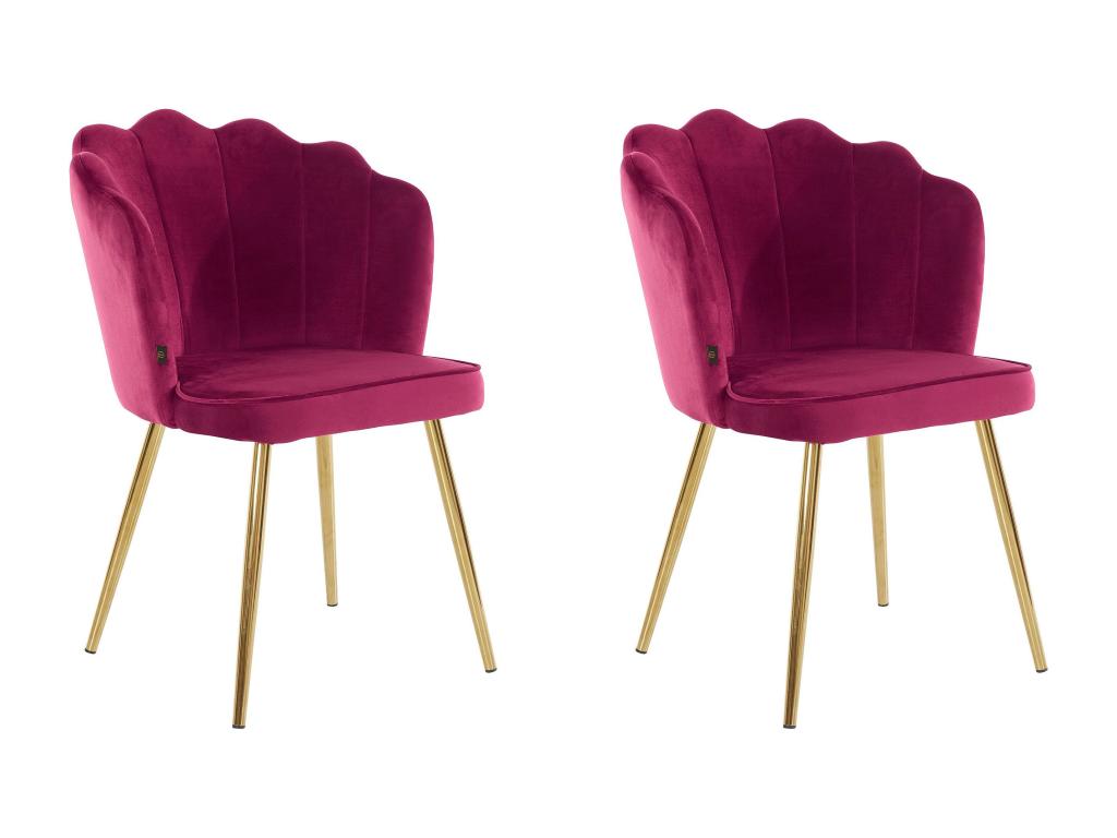 Boisona - Set of 2 Burgundy Velvet Upholstered Dining Chairs MVOQ20992