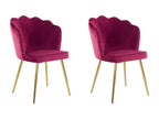 Boisona - Set of 2 Burgundy Velvet Upholstered Dining Chairs MVOQ20992