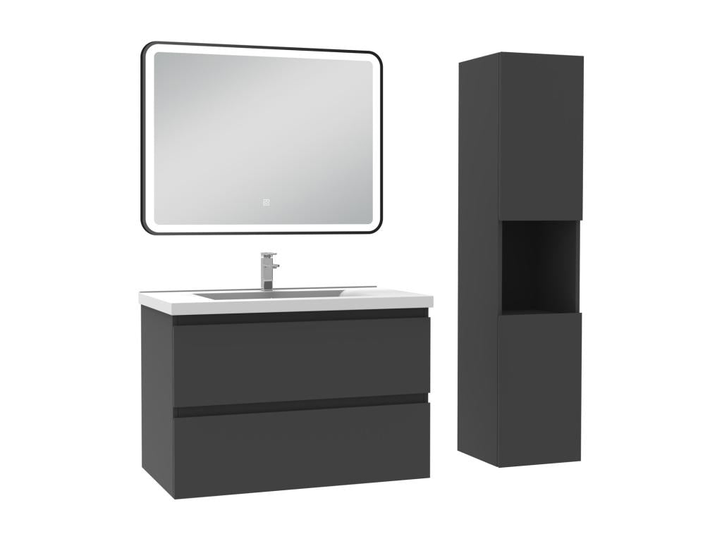 80cm Bathroom Vanity Unit with Mirror Column, 3 Colors, Anthracite TOBH90075