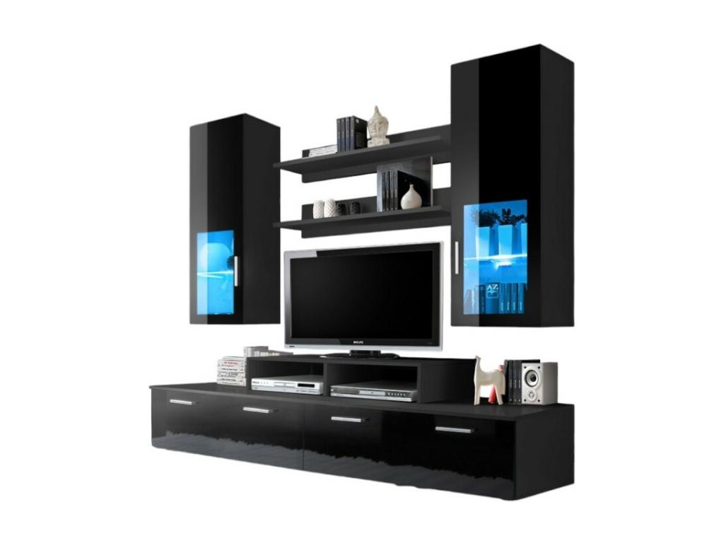 200cm Wall-Mounted TV Unit - MINI Collection, Black NCWU37600